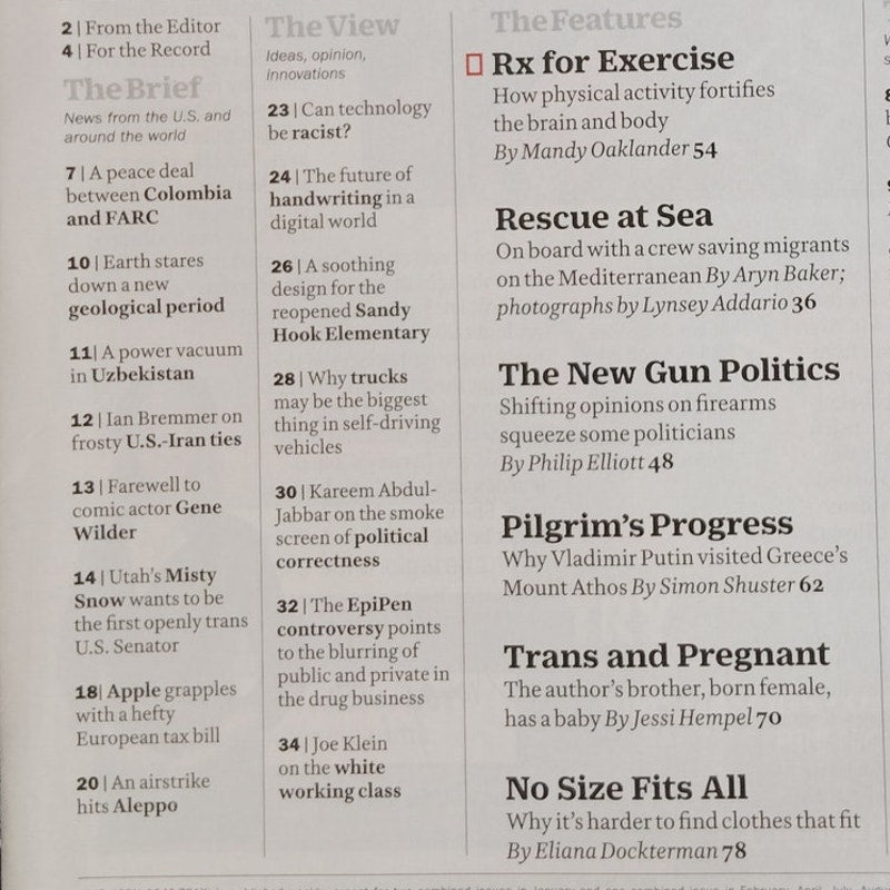 TIME Magazine Sept 12/19 2016 The Exercise Cure Back Issue Red Border Fitness