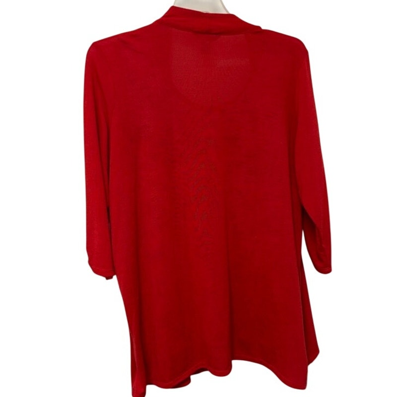 White Stag Women's Red Open Cardigan & Floral Ruffled Tank Top Set 1X (16W)