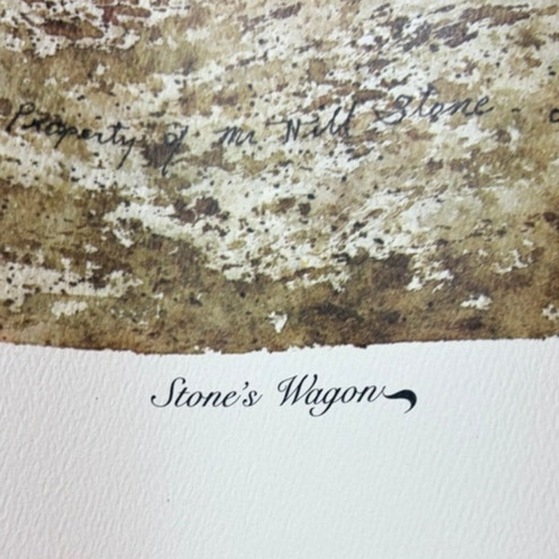 VTG Dwayne Warwick “Stone’s Wagon” Lithograph Print Tennessee Squire Art 25x17.5