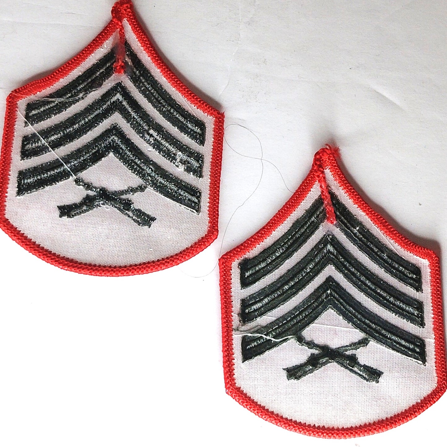 USMC Female Sergeant Sgt E-5 Rank Patch Pair Service Alpha Red Green 3.5 x 2.75"