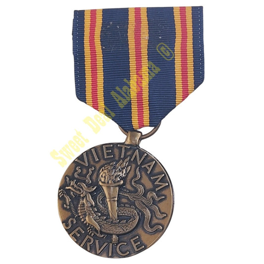 Vietnam Civilian Service Award Pin Medal 1-1/4"D, Ribbon 1-3/8"W Overall 2-7/8"H