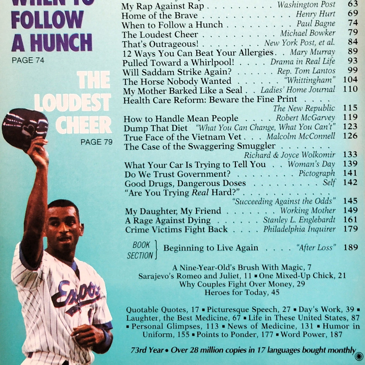 Reader's Digest May 1994 Vintage Magazine - San Diego Padres Baseball Cover