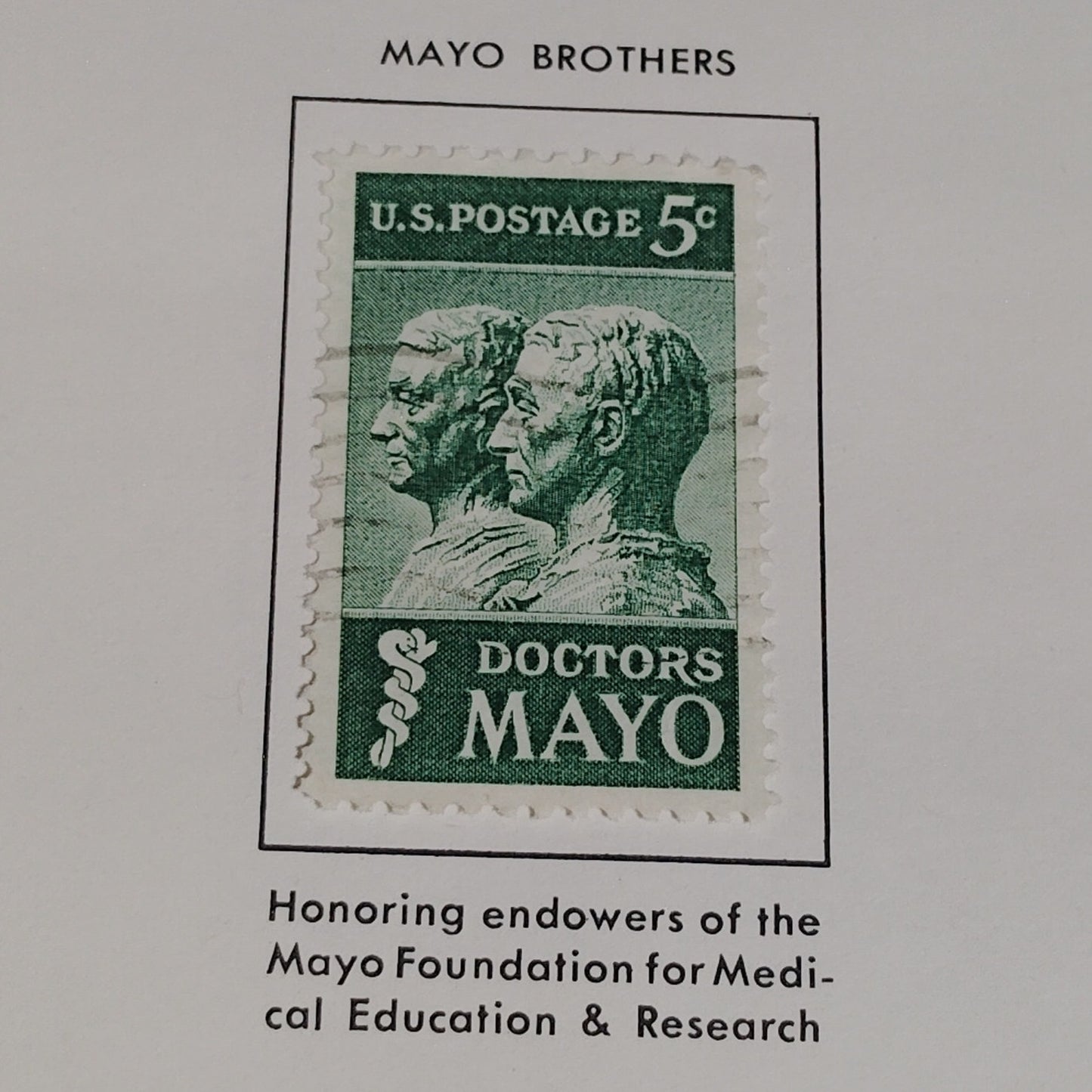 1964 Scott #1247 – 5¢ Doctors Mayo / Mayo Foundation – Canceled