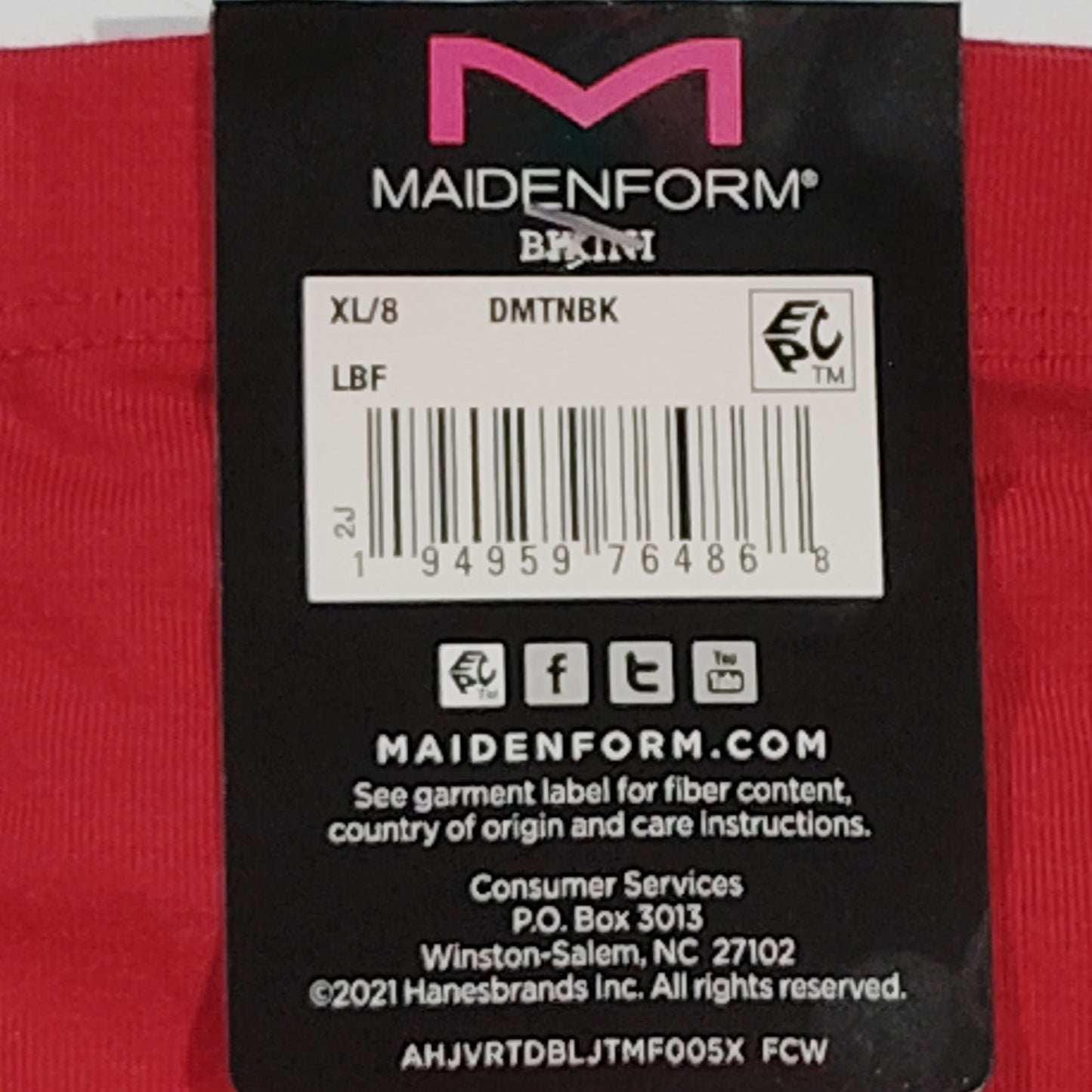 Maidenform Barely There Naturally Soft Bikini Panty – Dark Red – Size XL/8