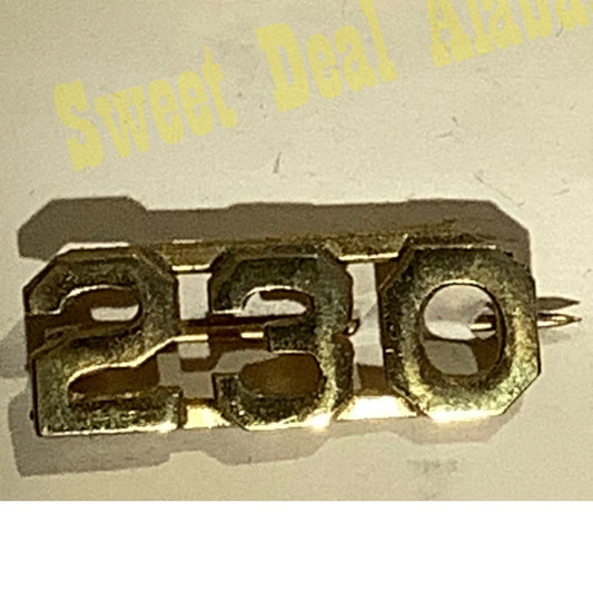 Early/Mid 1900s Brass C-Clasp Number "230" Collar Device 3/8"H Hat / Lapel Pin