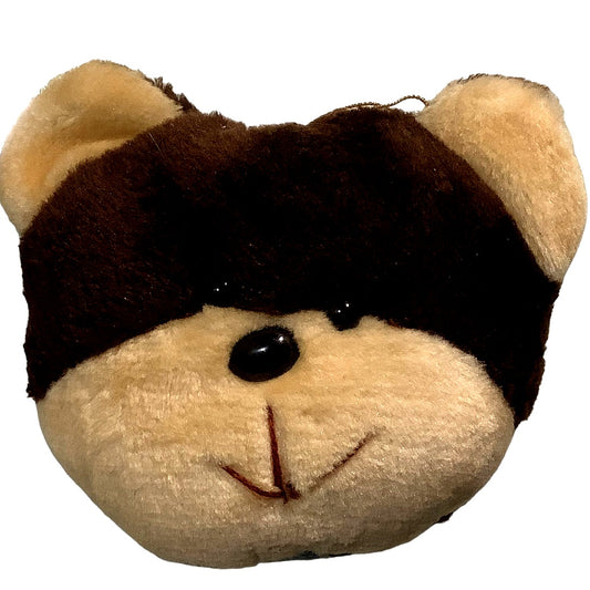 Dan Brechner Plush,7"W x 5.5"H x 2" x  Bear Face, Vintage Carnival Prize, 1980's