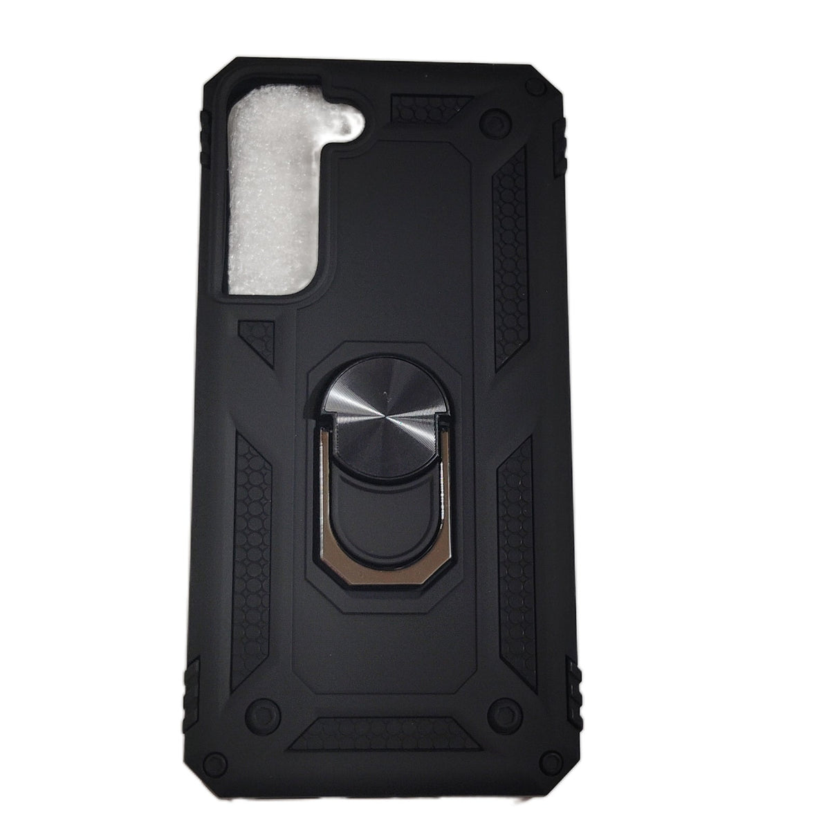 Samsung Galaxy S22 Case - Rugged Black Armor Kickstand Ring Stand Shockproof