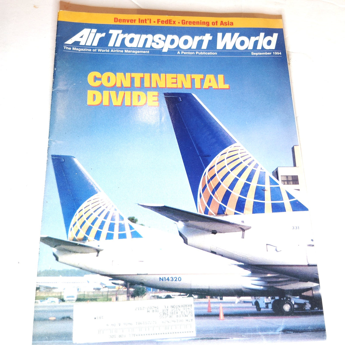 Air Transport World September 1994 Magazine - FedEx, Continental Divide,