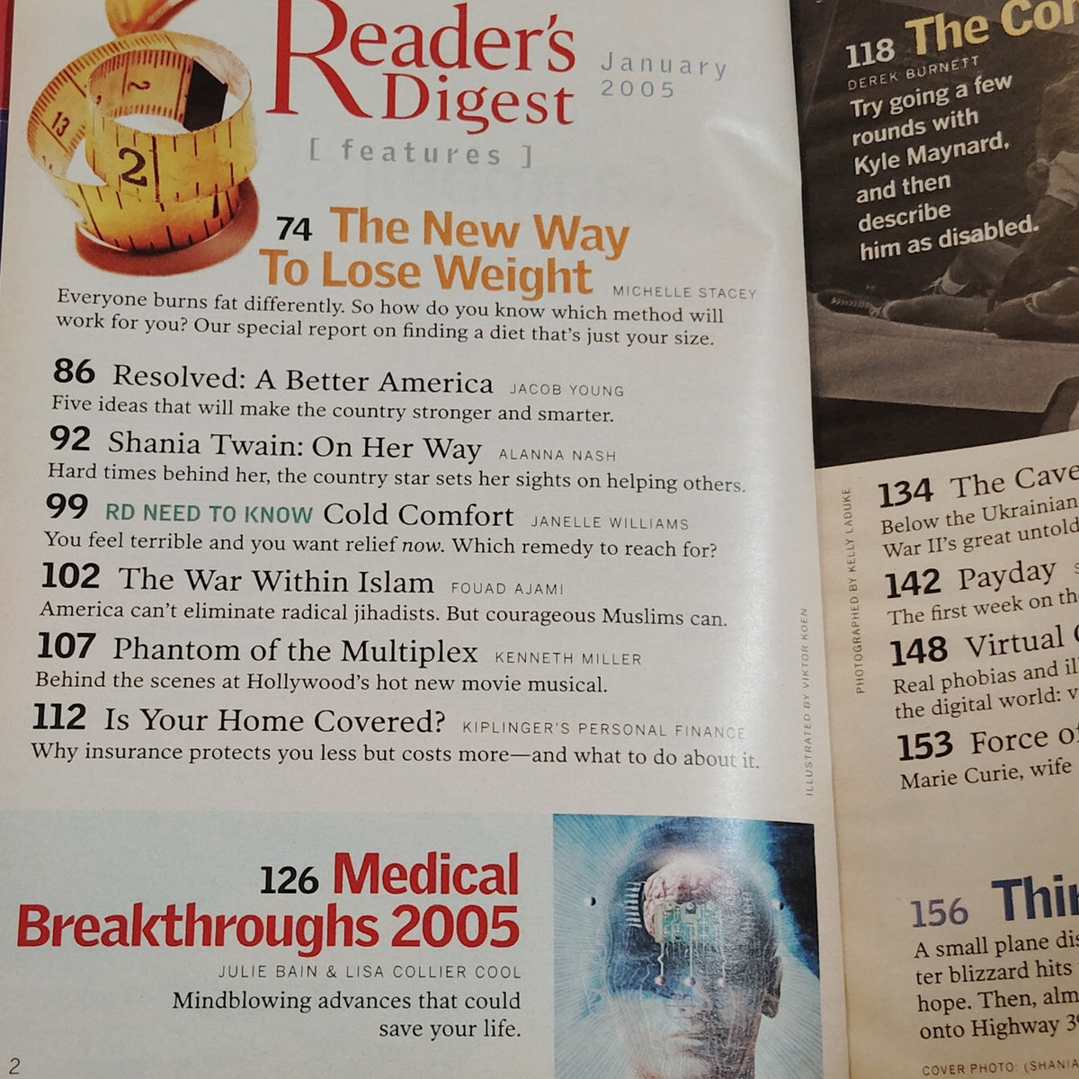 Reader's Digest January 2005 Shania Twain New Way to Lose Weight Magazine