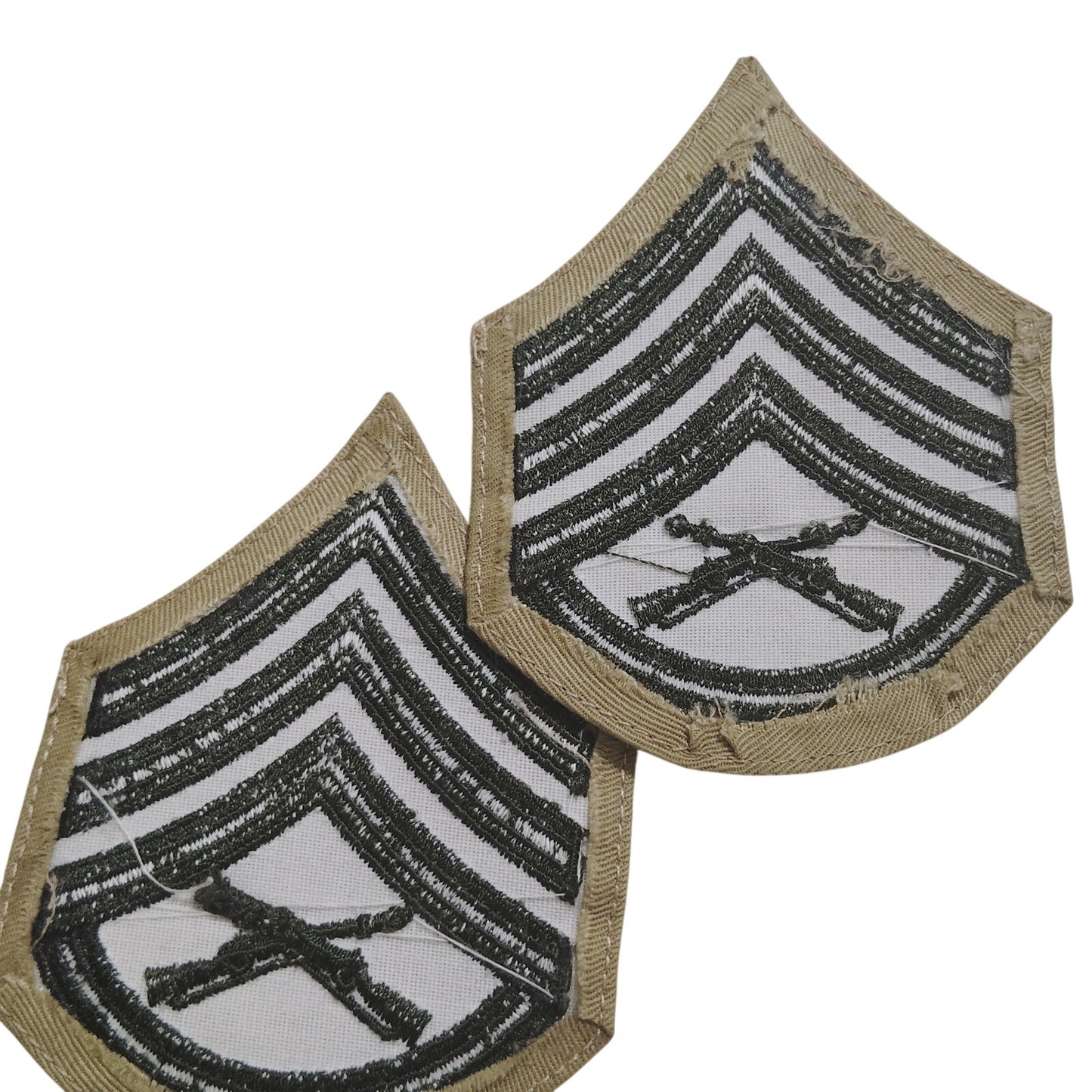 USMC Staff Sergeant E‑6 Chevrons – Green on Khaki – Female – 3‑1/2" H