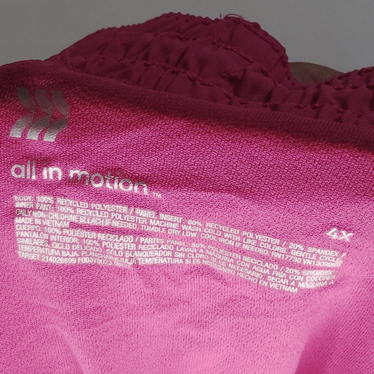 All in Motion Women’s Mid Rise Run Shorts 3 in Vibrant Pink 4X