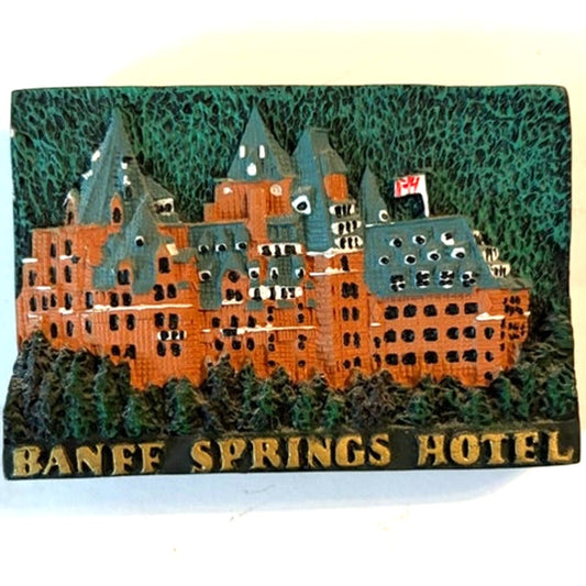 Banff Springs Hotel Canada 3D Resin Fridge Magnet Castle in Rockies 2.75x2
