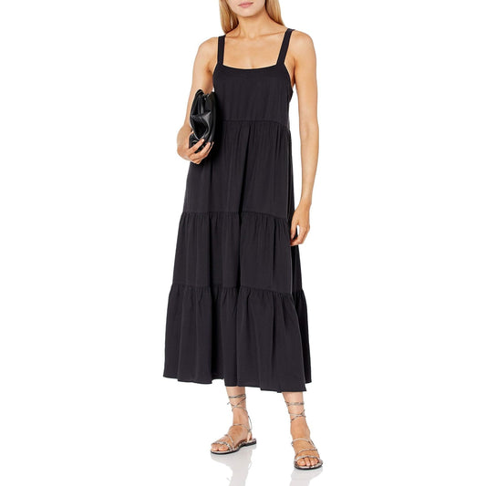 The Drop Women's Britt Tiered Maxi Tent Dress, Black, XXS (00)