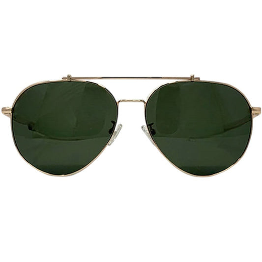 Vintage Aviator Sunglasses – Gold Frame with Hard Case & Faux Leather Cover