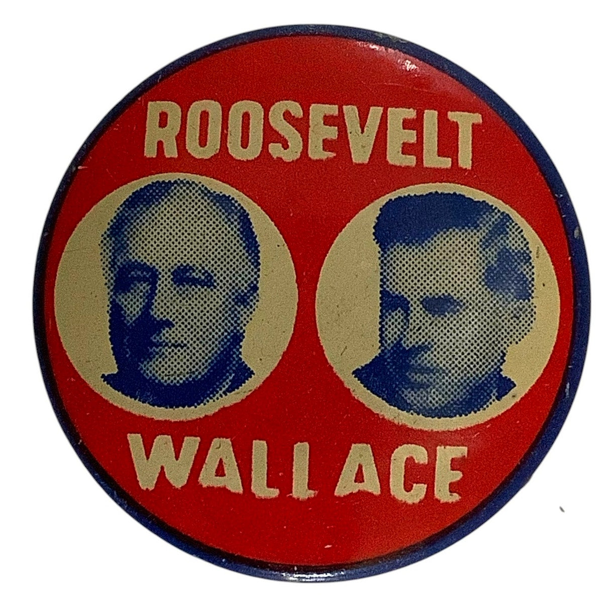 Vintage 1940 Franklin D Roosevelt and Henry Wallace Campaign Button, 1"D