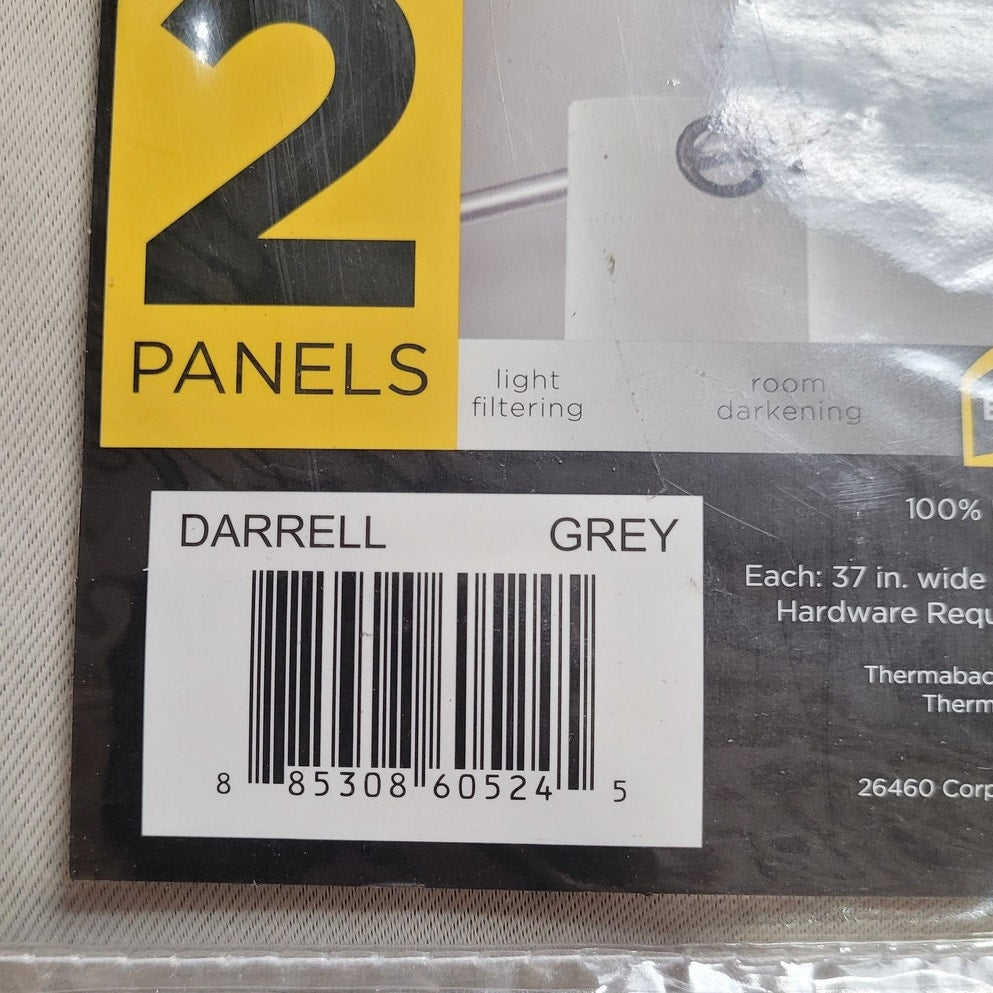 Darrell ThermaWeave Gray Solid 37" X 84"L Blackout Pair Grommet Curtain Panels