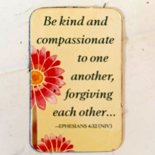 Ephesians 4:32 Scripture Magnet Pink Gerbera Daisy Christian Verse 2x1.25