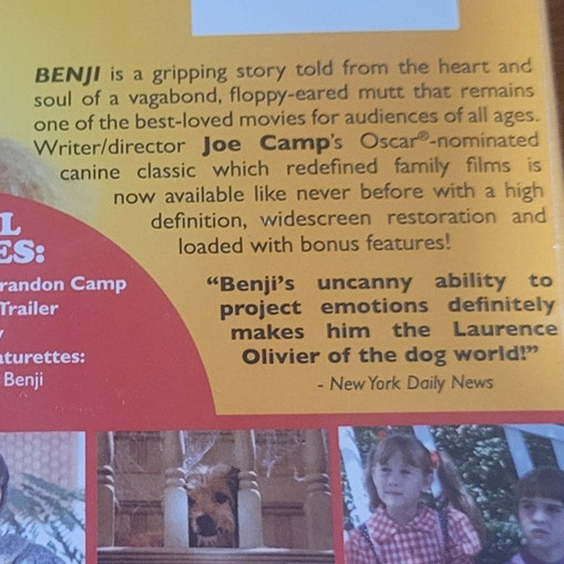 Benji Blu-ray DVD Digital Copy Joe Camp Classic Family Dog 1974 Restored Edition