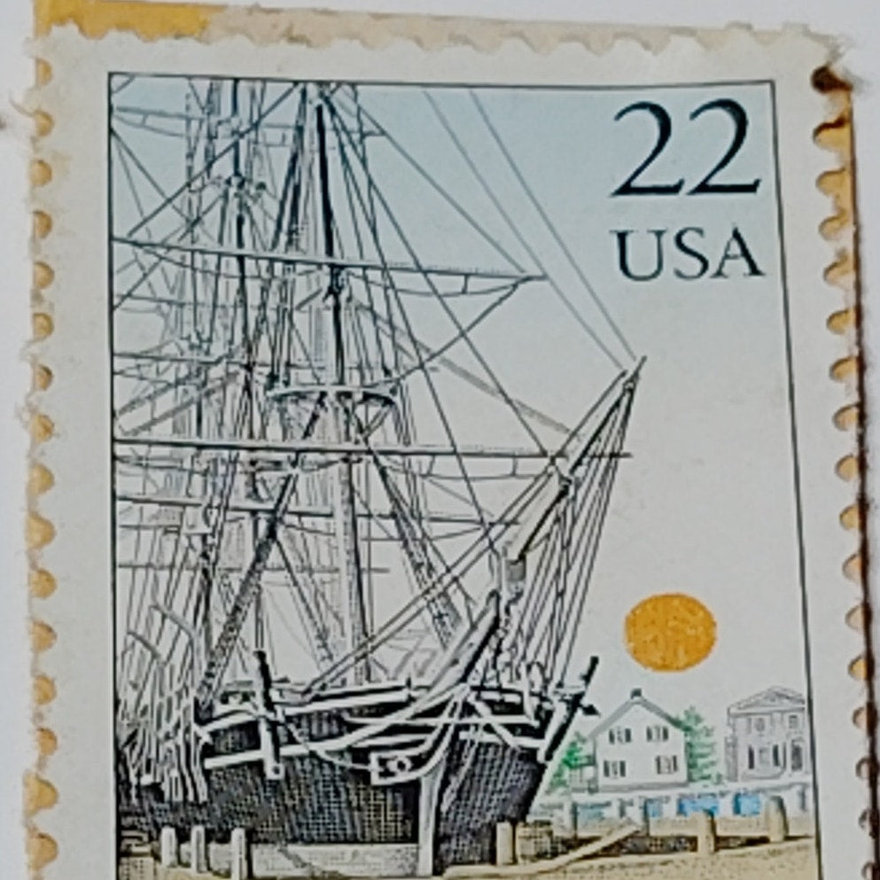 1988 Connecticut 22c Bicentenary Statehood Stamp USPS - Mystic Seaport Ship