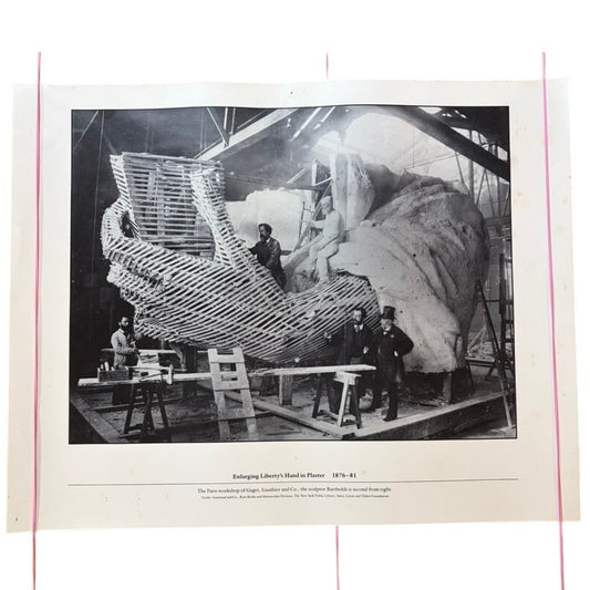Vintage "Enlarging Liberty's Hand in Plaster" 1876-81 Photo Print 20x16