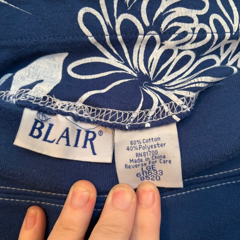 Blair Women's L Navy & White Floral 3-Piece Set - Jacket, Top & Pants