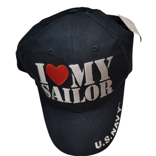 Eagle Crest Ball Cap “I [Heart] Love My Sailor” Navy Hat, U.S. Navy Text on Bill