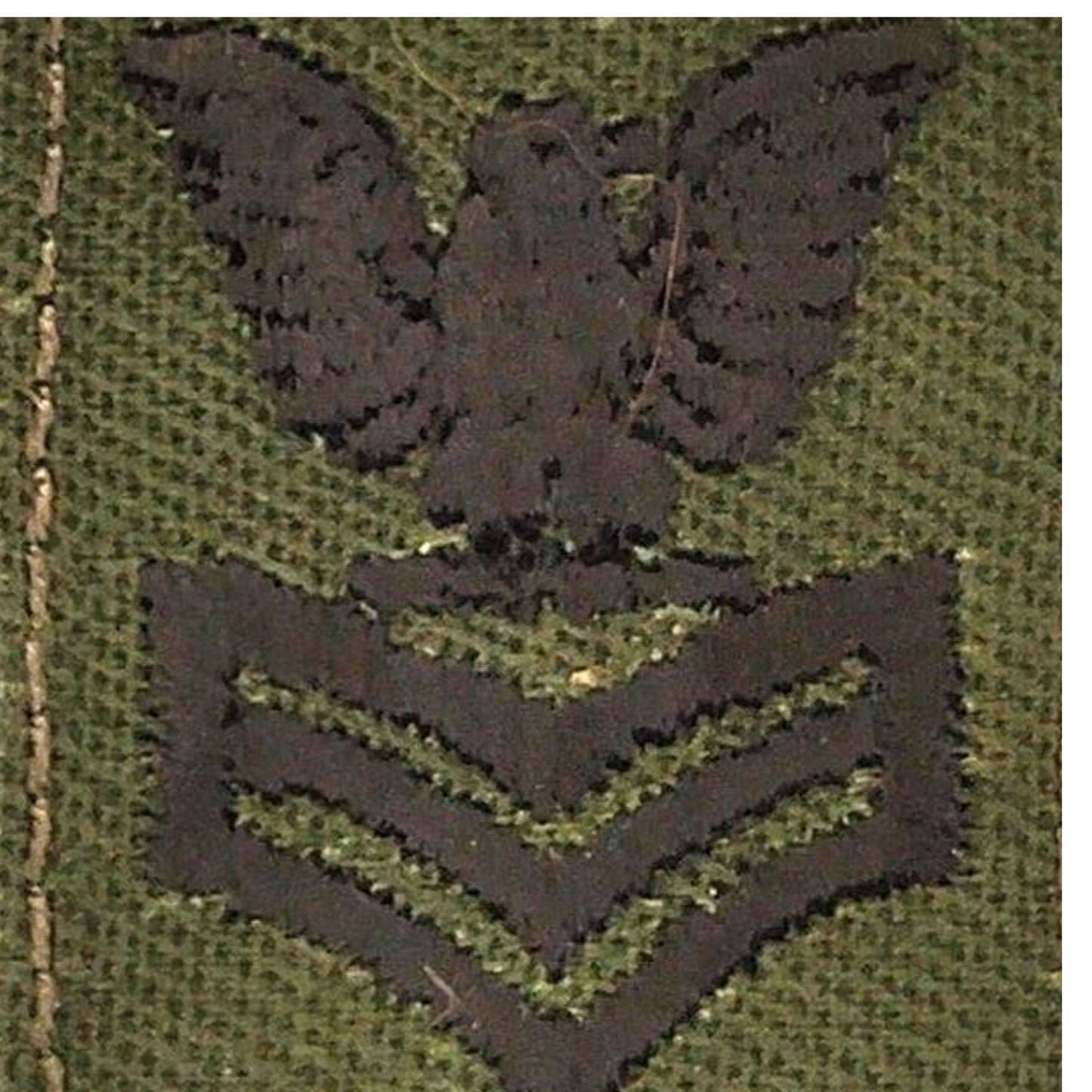 US Navy PO1 E‑6 Subdued Green Rating Device Patch 1‑3/4" × 1‑1/8" Sew‑On