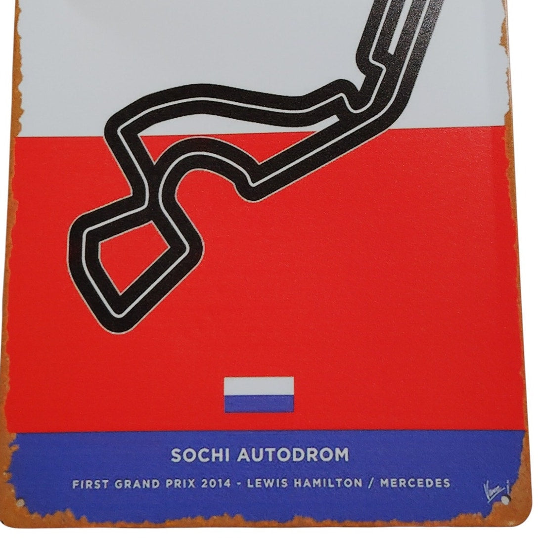 Sochi Autodrom Formula 1 Retro Tin Sign – 12x8 Metal Wall Plaque – 2014 Russian Grand Prix Decor