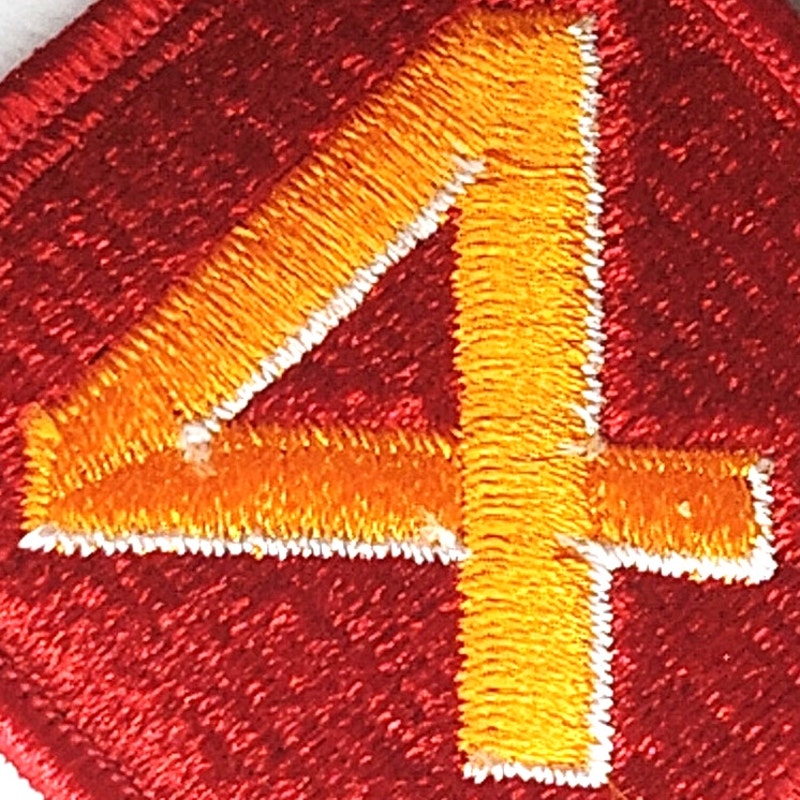 USMC 4th Marine Division Patch Red Diamond Yellow 4 Sew‑On 3‑1/2" × 3‑1/2"