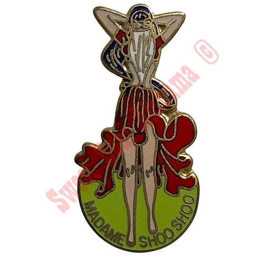 Madame Shoo Shoo Hat, Lapel or Tie Pin 1-3/8"H x 3/4"W WWII Aviator's Nose Art