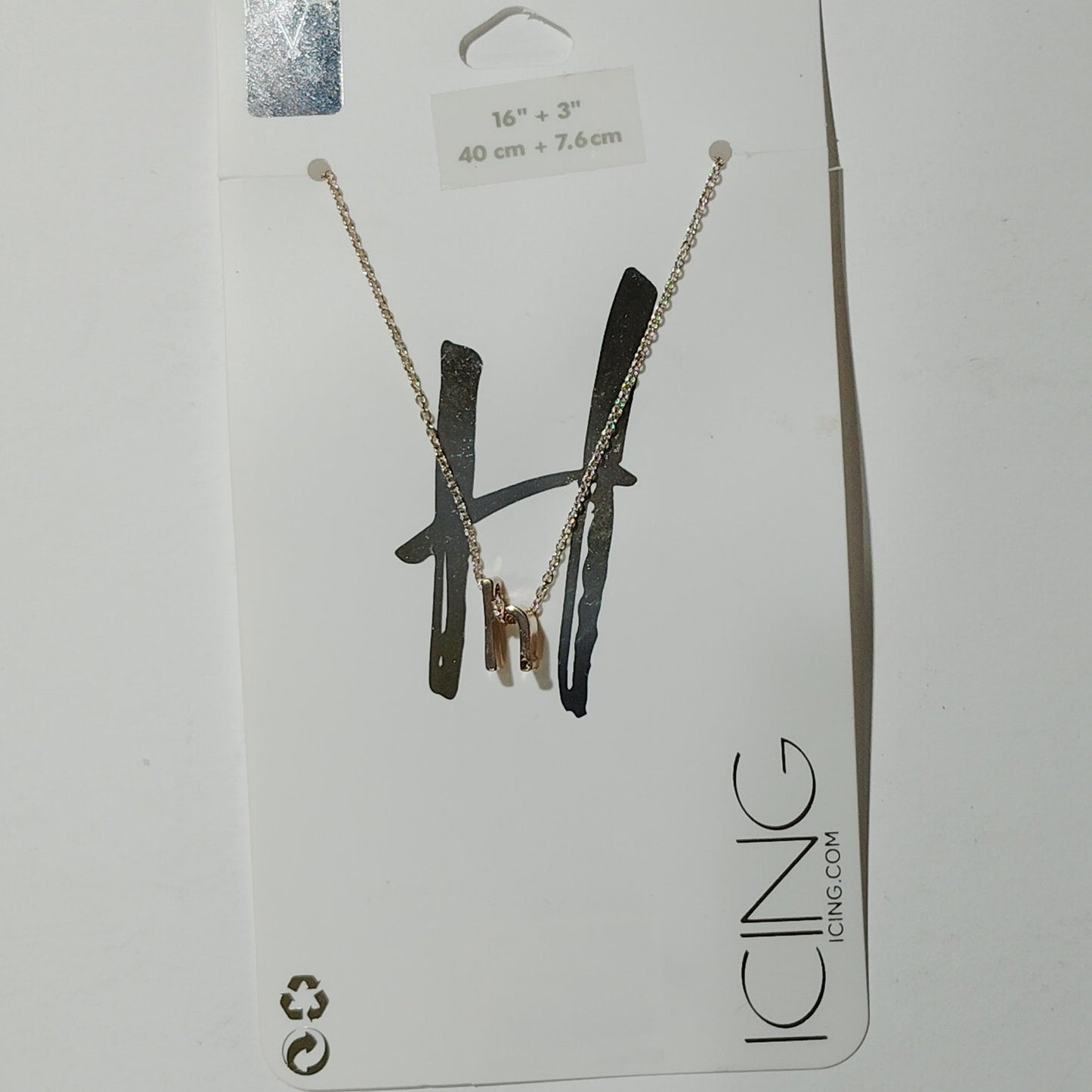 Icing Gold‑Tone Initial “h” Necklace, 16" + 3" Extension for adjusting – Women’s