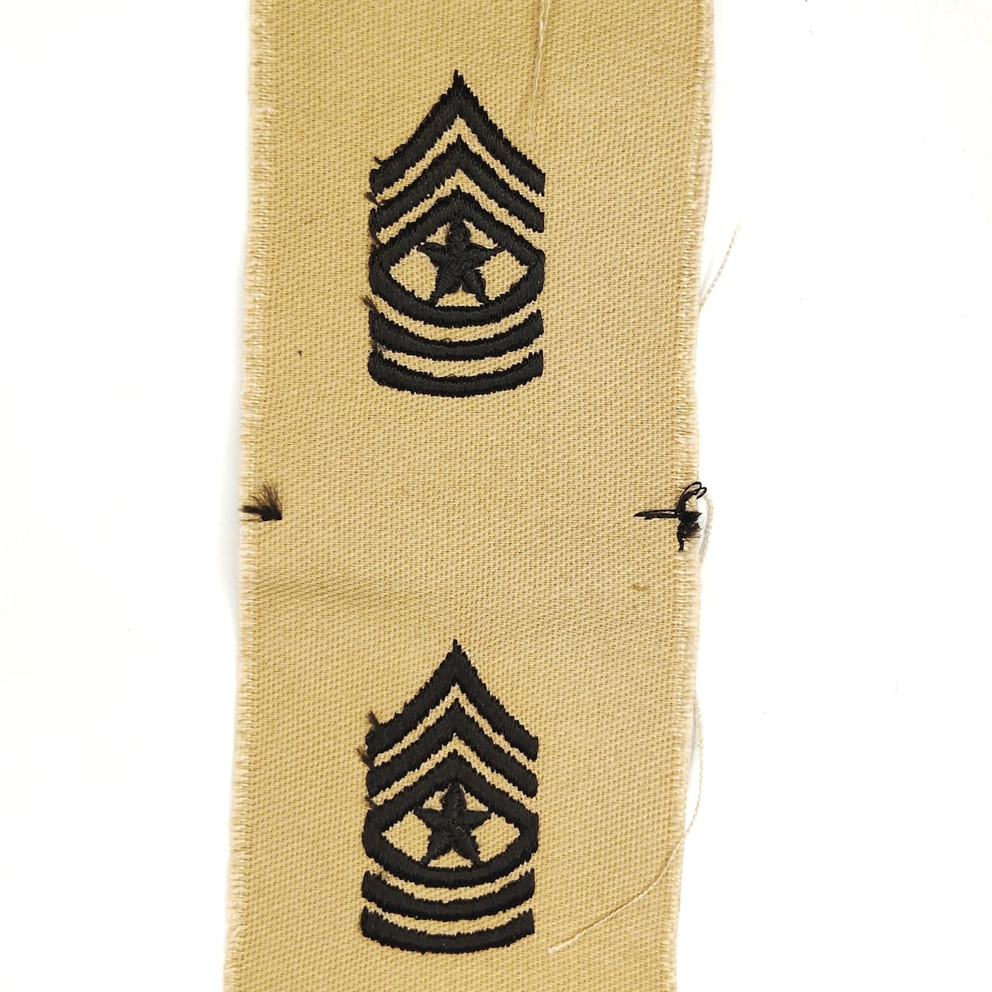US Army Sergeant Major SGM E‑9 Rank Patch Pair Desert Tan 5‑1/2" × 2" NOS