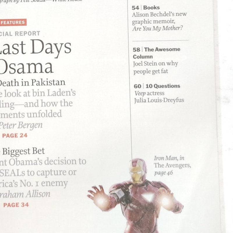 Time Magazine May 7, 2012 - Last Days of Osama Bin Laden, Ironman Avengers