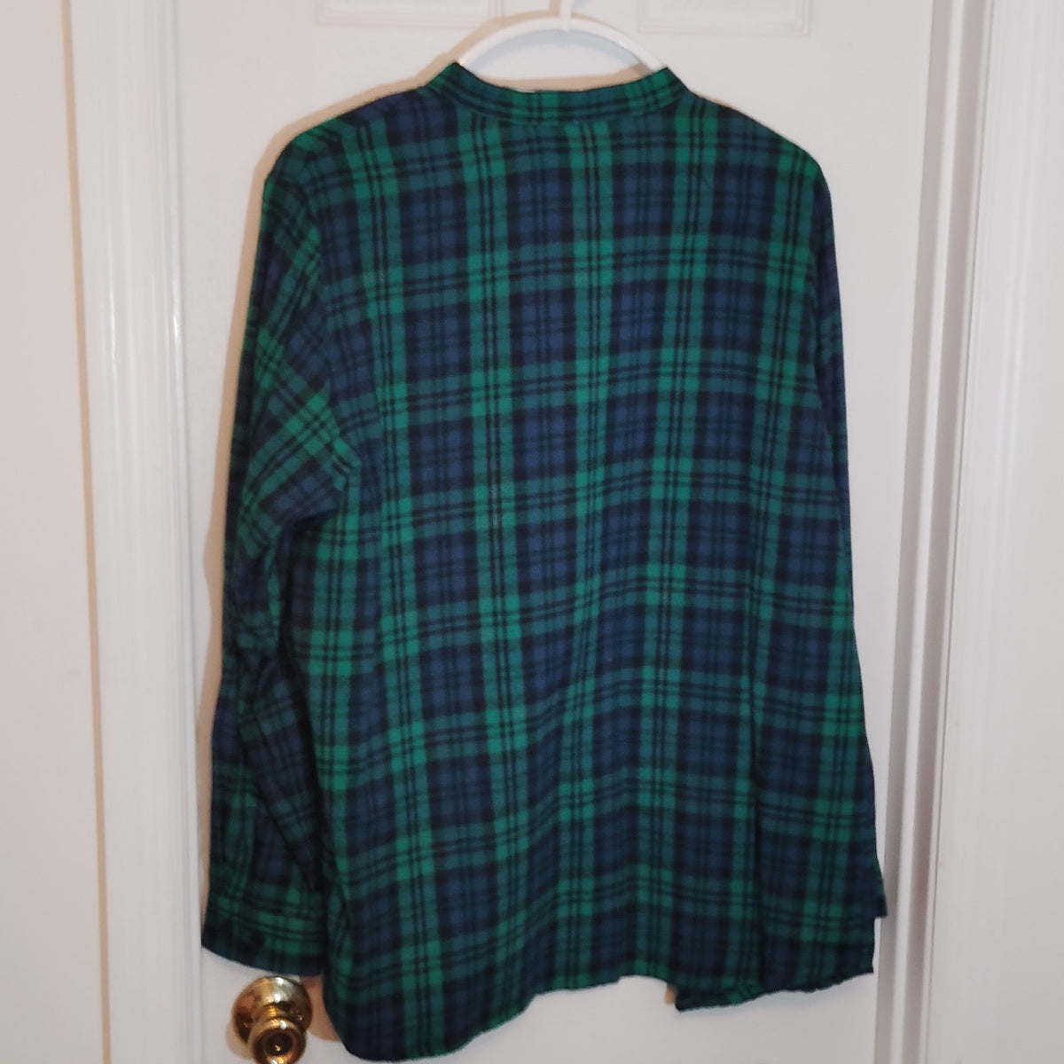 Blair Green Navy Plaid Overshirt Teal Smocked Top 2-PC Set Women’s Large EUC