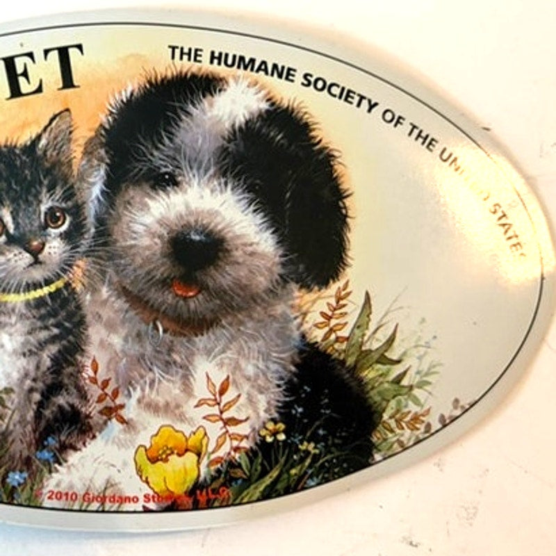 I Love My Pet Fridge Magnet Humane Society Kitten Puppy Oval 2010 6.625x3.625