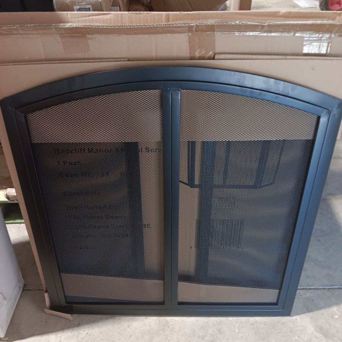 Radcliff Manor 55" 3-Panel Arch Top Fireplace Screen - Matte Black Steel