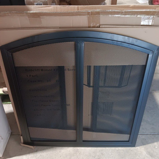 Radcliff Manor 55" 3-Panel Arch Top Fireplace Screen - Matte Black Steel