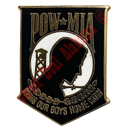 POW/MIA Banner Flag- Hat, Lapel or Tie Pin 1"H x 3/4"W "Bring our Boys Home Now"