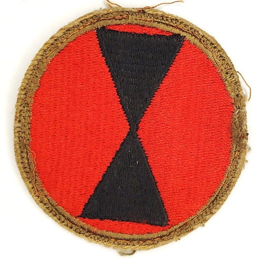 US Army 7th Infantry Division WWII Hourglass Patch – Vintage Cut Edge 2‑1/2"