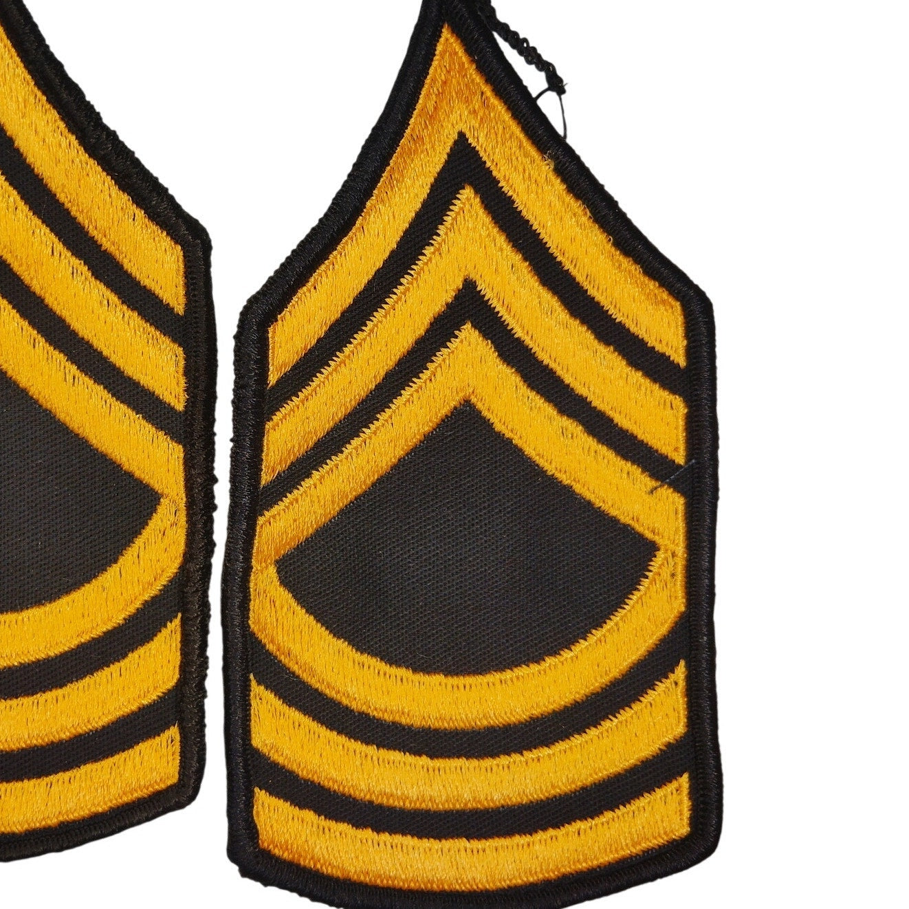 US Army Master Sergeant MSG E‑8 Gold on Black Rank Chevrons 3" × 5‑7/8" Pair