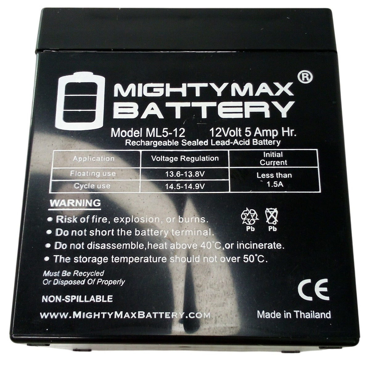 MightyMax ML5-12 12V 5Ah SLA AGM Sealed Lead Acid Battery F1 Rechargeable