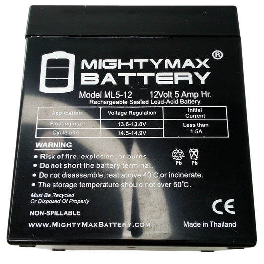 MightyMax ML5-12 12V 5Ah SLA AGM Sealed Lead Acid Battery F1 Rechargeable