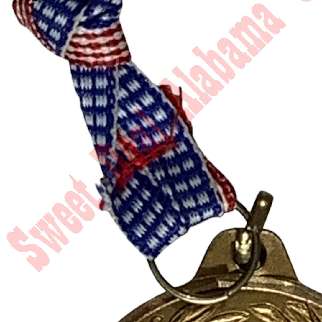 Laurel Victory Torch Achievement Bronze Medal 1-1/2"D Hanging on U.S Flag Ribbon