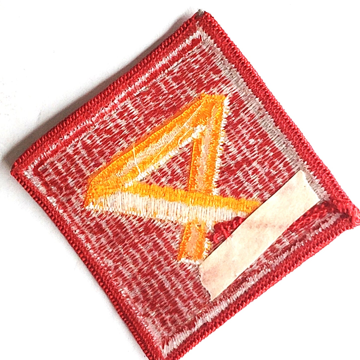 USMC 4th Marine Division Patch Red Diamond Yellow 4 Sew‑On 3‑1/2" × 3‑1/2"
