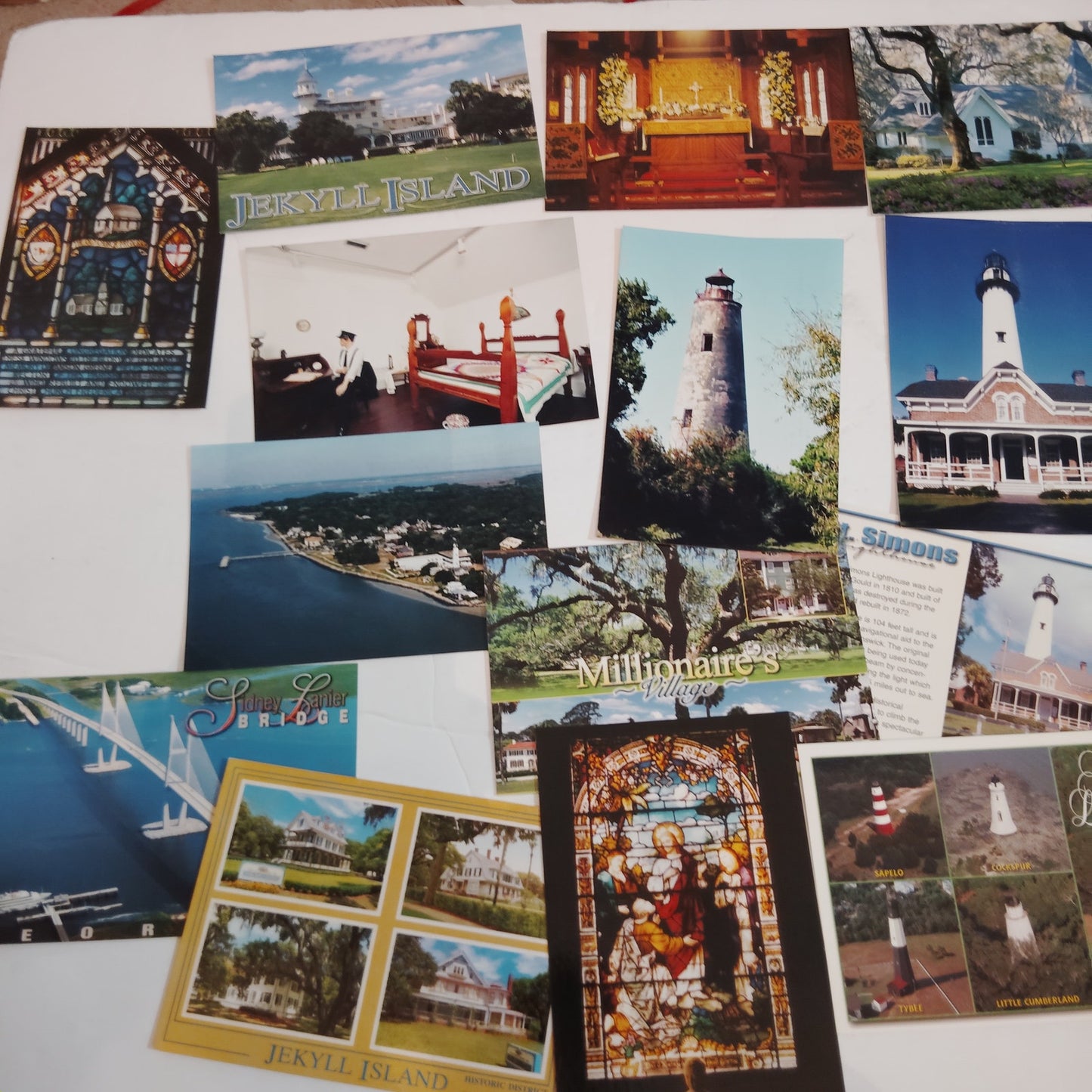 Vintage Georgia Postcard Ephemera Lot - 20 Lighthouses & Landmarks Collection