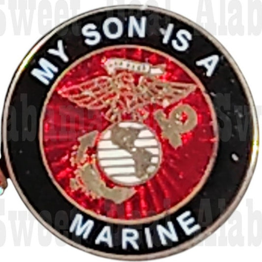 USMC Father's "My Son is a Marine" Hat, Lapel, or Brooch Collectors Pin 7/8"D