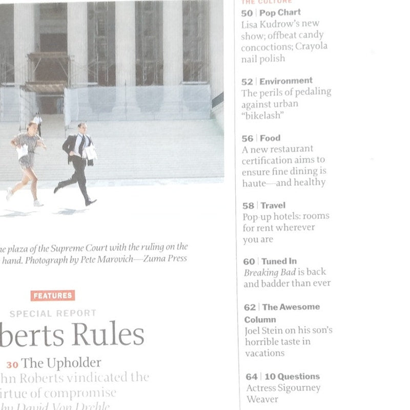 Time Mag July 16 2012 Roberts Rules Health Care Decision, Breaking Bad Series