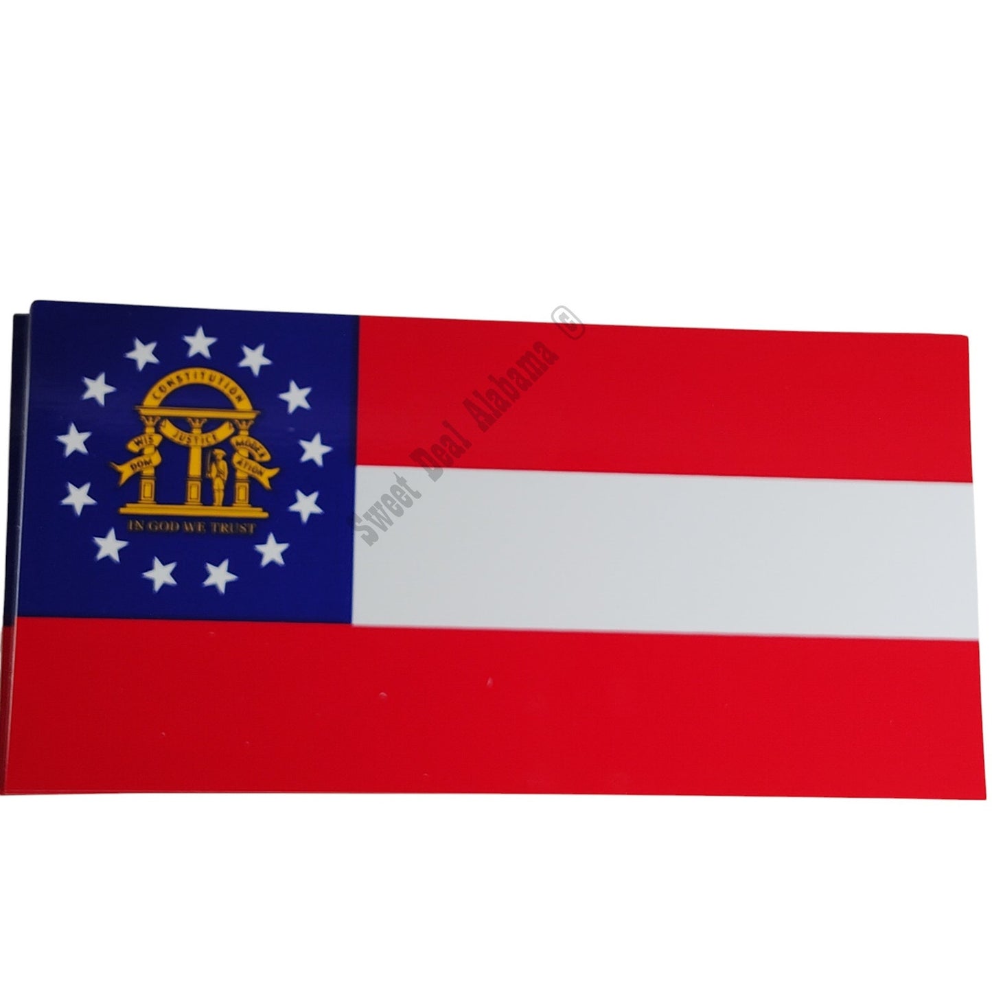 State of Georgia Flag by Zip Strips Removable Vinyl Bumper Sticker 7.5" x 3.75"