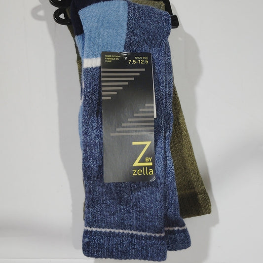 Z by Zella Men’s Socks 2‑Pair Pack – Blue & Green – Shoe Size 7.5–12.5
