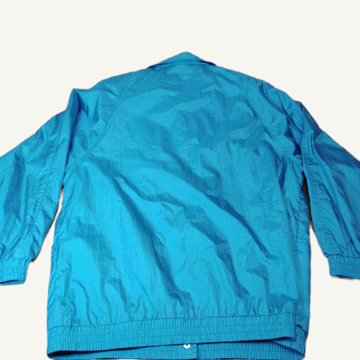 Haband L Teal Blue Nylon Windbreaker Jacket Full Zip Snap Lightweight